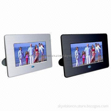 7-inch open metal brushed digital photo frame, customized boot up logos are accepted